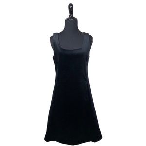 Theory Black Velvet Square Neck Sheath Dress